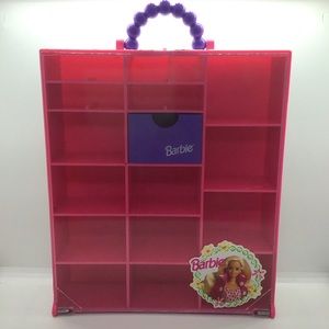 Vintage Pink 1993 Mattel Barbie accessory wardrobe storage case quilted sides